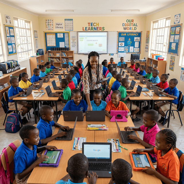 Enfants apprenant le numérique